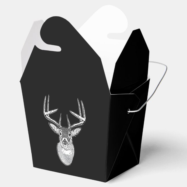 Buck on Bold Black White Tail Deer Favor Box (Opened)