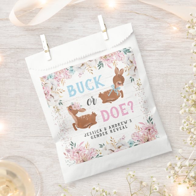 Buck or Doe? Baby Shower Reveal Favour Bag (Clipped)