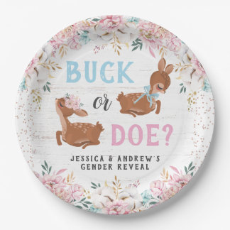 Buck or Doe? Baby Shower Reveal Paper Plate