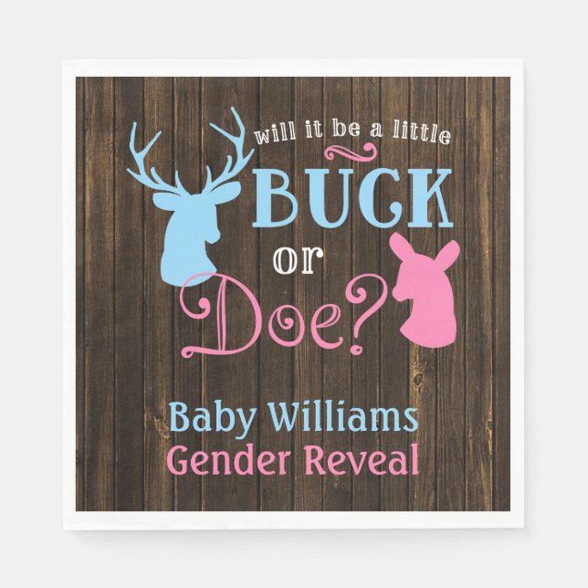 Buck or Doe Gender Reveal Party Baby Shower Napkin (Front)