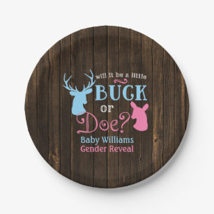 Buck or Doe Gender Reveal Party Baby Shower Paper Plate