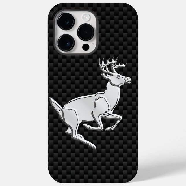 Buck Running White Tail Deer on Carbon Fibre Case-Mate iPhone Case (Back)