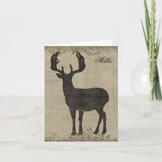 Buck Silhouette Personalized Notecard (Front)