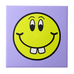 Buck Teeth Smiling Face Emoji Ceramic Photo Tile