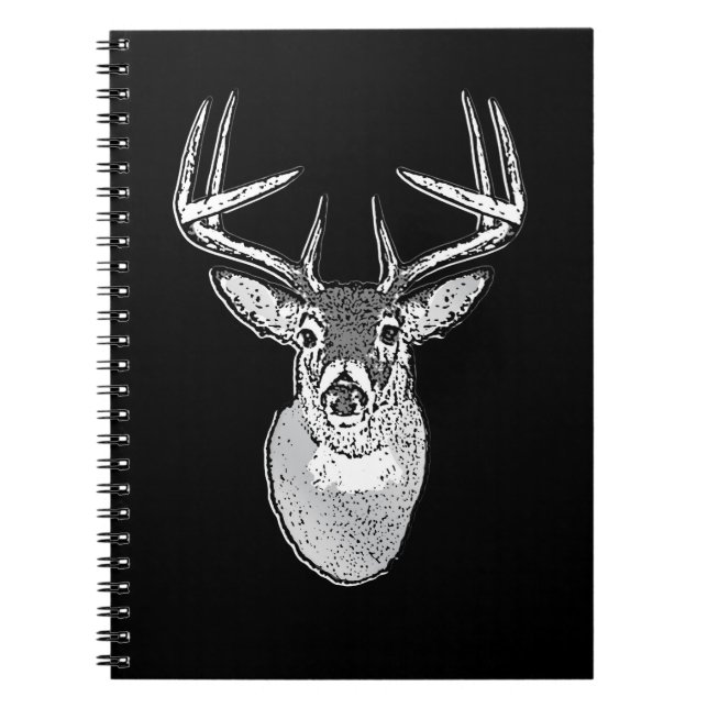 Buck trophy on Black White Tail Deer Notebook (Front)