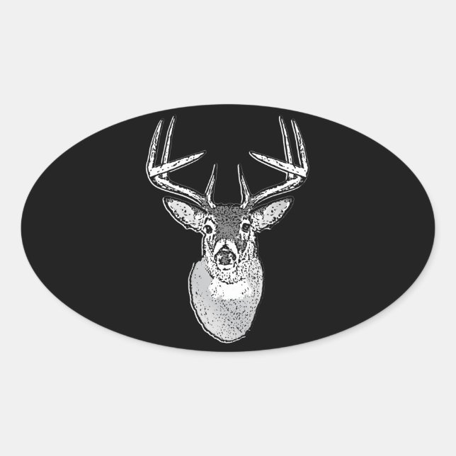 Buck trophy on Black White Tail Deer Oval Sticker (Front)