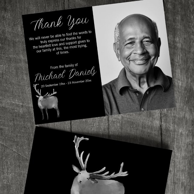 Buck with Antlers Funeral Thank You Cards (Creator Uploaded)