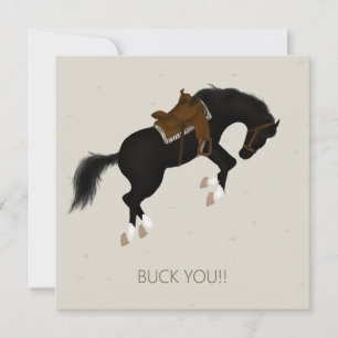 Buck You! Bucking Black Horse Custom Card