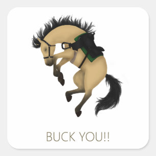 Buck You! Funny Buckskin Horse Square Sticker
