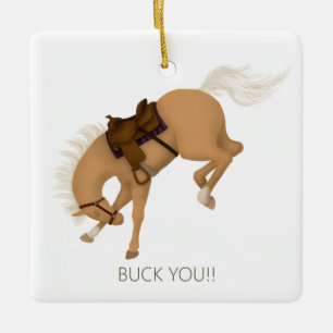 Buck You! Funny Palomino Horse Custom Ceramic Ornament
