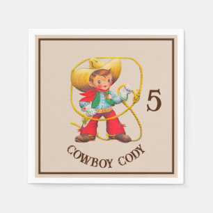 Buckaroo Cowboy Boy's Birthday Name & Age Napkin