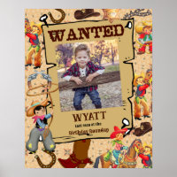 Buckaroo Cowboy Boy's Photo Birthday Wanted Poster