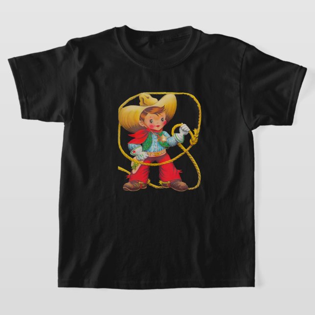 Buckaroo Cowboy Rope Hat Spurs Badge T-Shirt (Laydown)