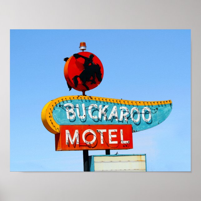 Buckaroo Motel Sign, Tucumcari, New Mexico Poster (Front)