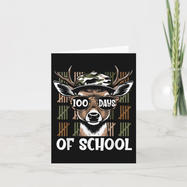 Bucked 100 Days Of School Deer Student Boy Girls 1 Card (Front)