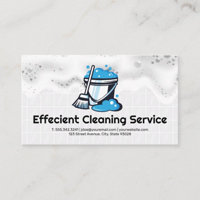Bucket and Mop | Janitor | Cleaner Business Card (Front)