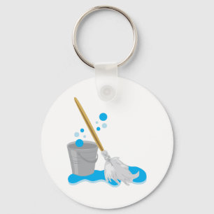 Bucket And Mop Keychain