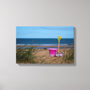 Bucket and Spade on Dornoch Beach Canvas Print