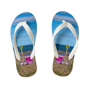 Bucket and Spade on Dornoch Beach Kid's Flip Flops