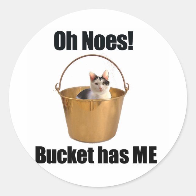 Bucket Cat Classic Round Sticker (Front)
