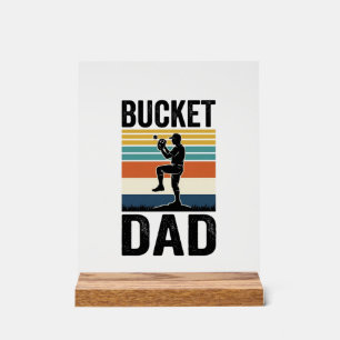 Bucket Dad Retro Baseball Father Vector Design_1 Acrylic Sign