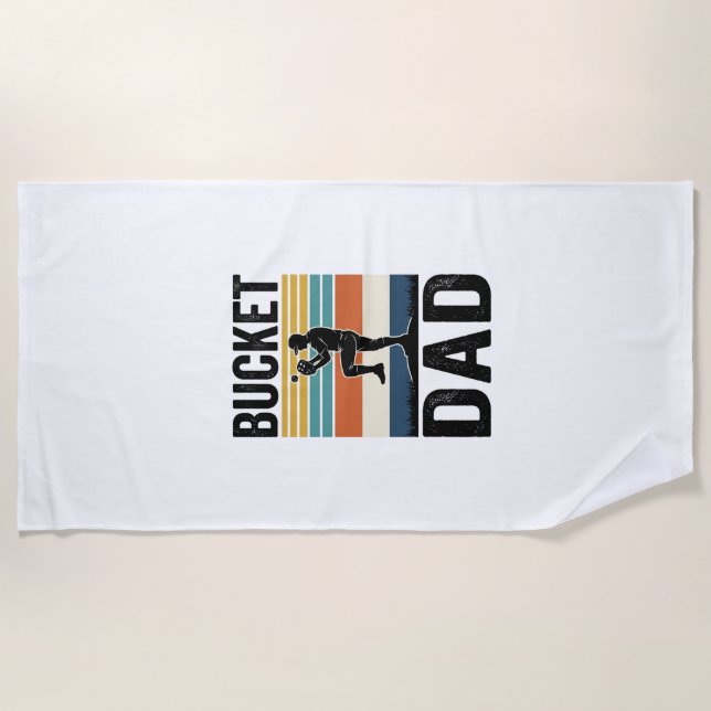 Bucket Dad Retro Baseball Father Vector Design_1 Beach Towel (Front)