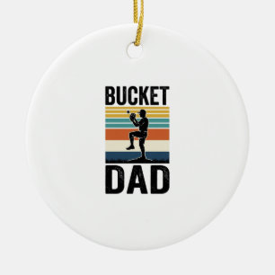 Bucket Dad Retro Baseball Father Vector Design_1 Ceramic Ornament