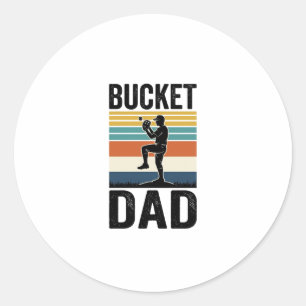 Bucket Dad Retro Baseball Father Vector Design_1 Classic Round Sticker