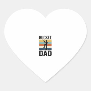 Bucket Dad Retro Baseball Father Vector Design_1 Heart Sticker