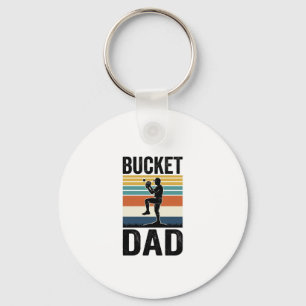 Bucket Dad Retro Baseball Father Vector Design_1 Keychain