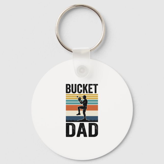 Bucket Dad Retro Baseball Father Vector Design_1 Keychain (Front)