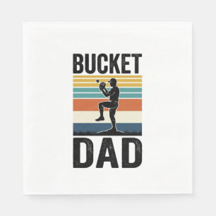 Bucket Dad Retro Baseball Father Vector Design_1 Napkin