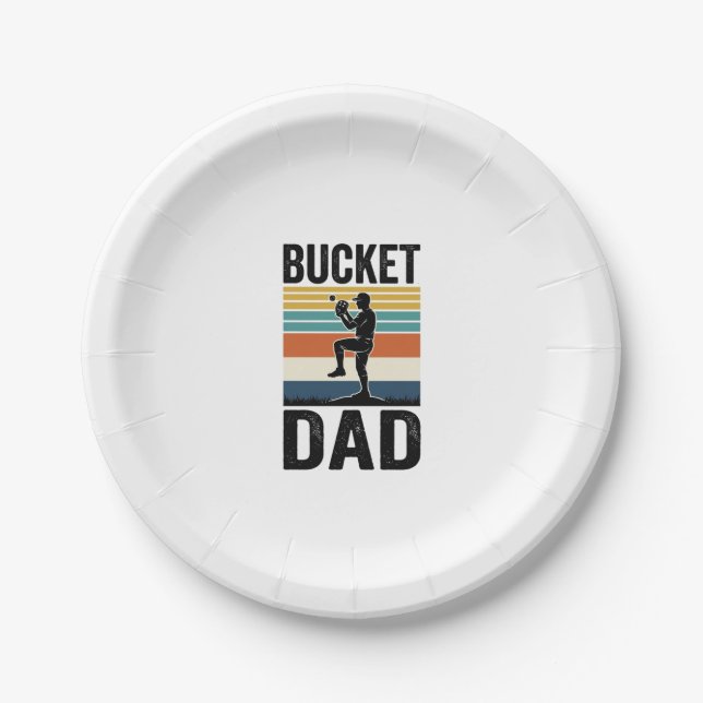 Bucket Dad Retro Baseball Father Vector Design_1 Paper Plate (Front)