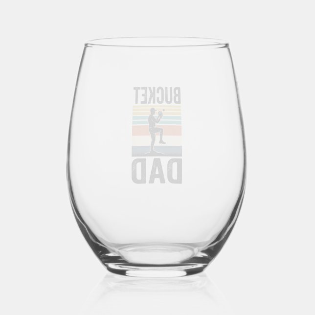 Bucket Dad Retro Baseball Father Vector Design_1 Stemless Wine Glass (Front)