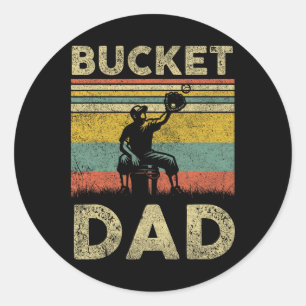 Bucket Dad Softball Dad Baseball Funny Coach Fathe Classic Round Sticker
