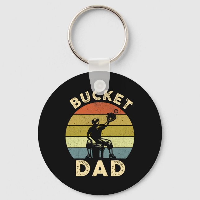 Bucket Dad Softball Dad Baseball Funny Coach Fathe Keychain (Front)