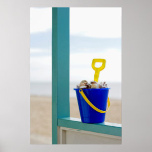 Bucket Filled With Seashells Poster
