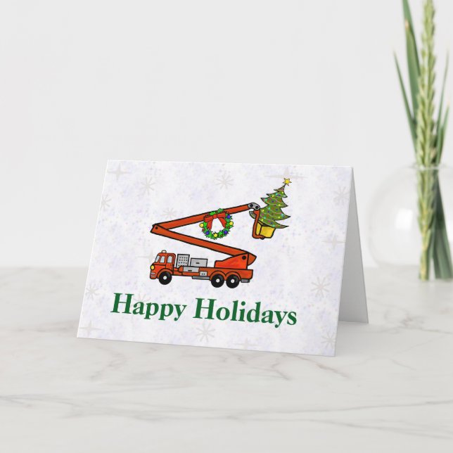 Bucket Firetruck Christmas Card (Front)