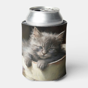 Bucket Full Of Joy Sweet Grey Kitten Can Cooler
