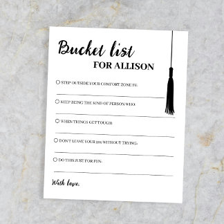 Bucket List Black & White Advice Tassel Graduation