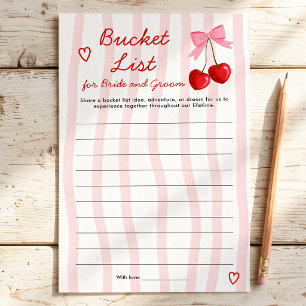 Bucket List Cherry Pink Bow Bridal Shower Game