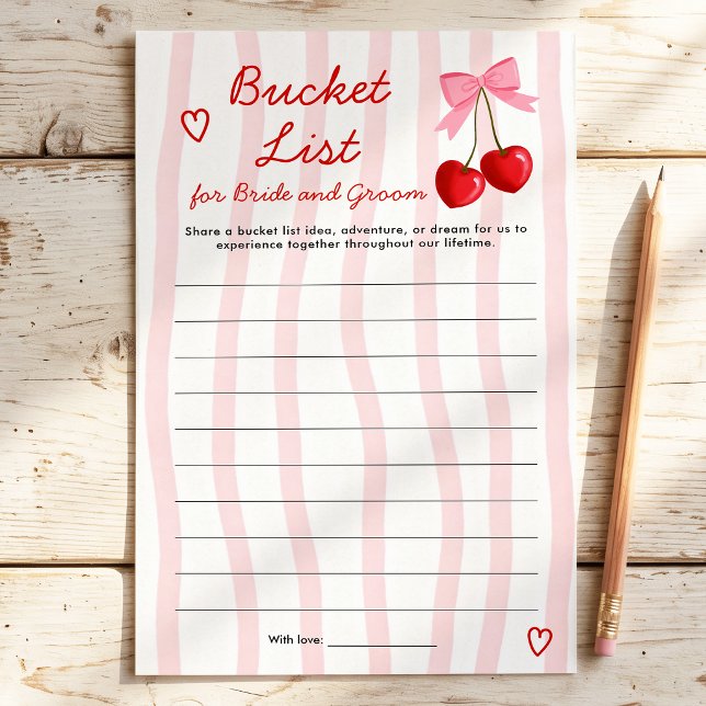 Bucket List Cherry Pink Bow Bridal Shower Game (Creator Uploaded)