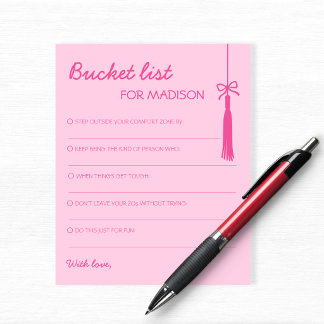 Bucket List Pink Advice Grad Activity Graduation