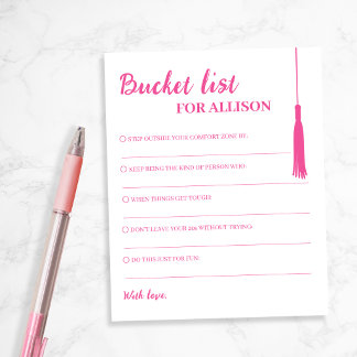 Bucket List Pink Graduation Advice Tassel