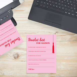 Bucket List Pink Red Graduation Tassel Advice Card