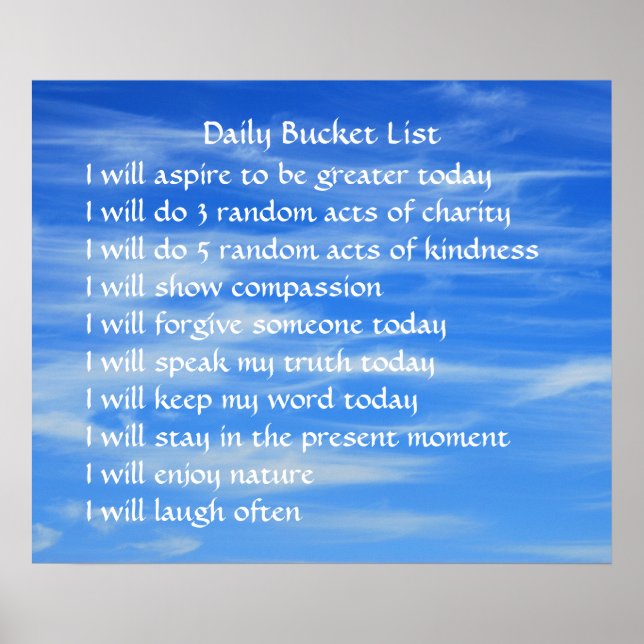 Bucket List Poster (Front)