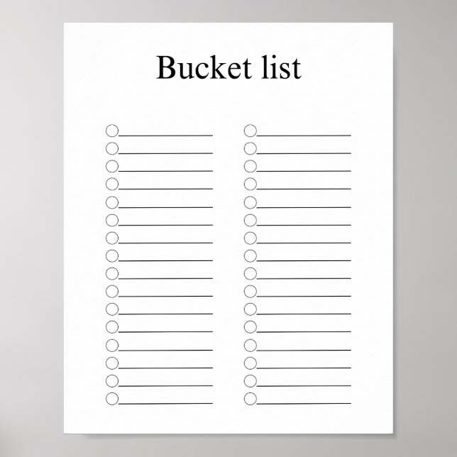 Bucket list poster (Front)