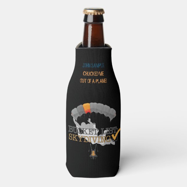 Bucket List: Skydiving (Customizable) Bottle Cooler (Bottle Front)