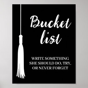 Bucket List Station Black Grad Tassel Graduation Poster