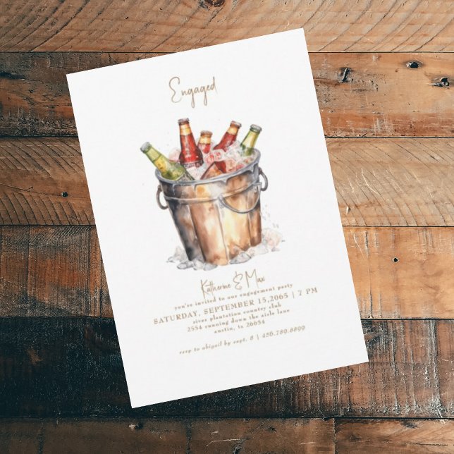 Bucket of Beer Gold Text Engagement Party Invitation (Creator Uploaded)